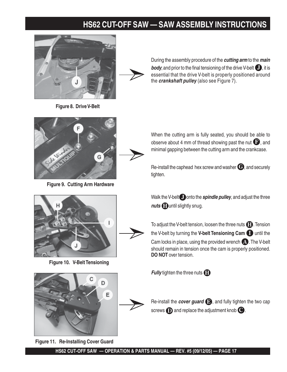 Hs62 cut-off saw — saw assembly instructions | Multiquip HS62 User Manual | Page 17 / 68