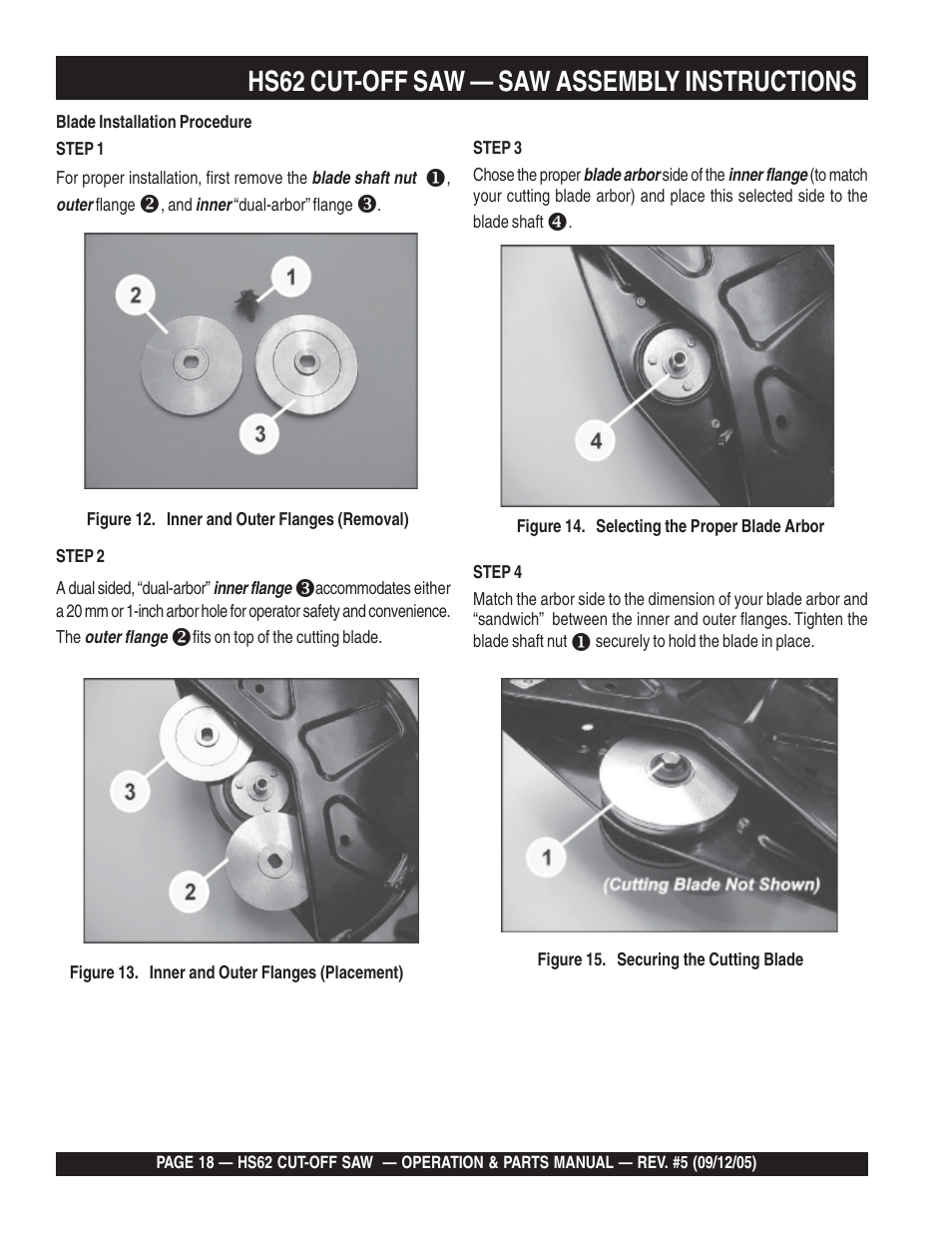 Hs62 cut-off saw — saw assembly instructions | Multiquip HS62 User Manual | Page 18 / 68