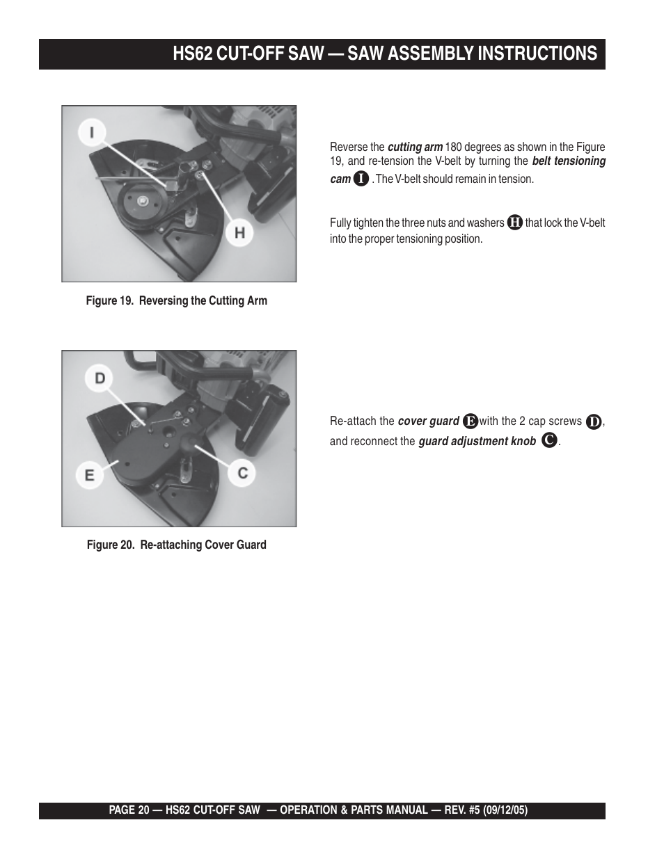 Hs62 cut-off saw — saw assembly instructions | Multiquip HS62 User Manual | Page 20 / 68