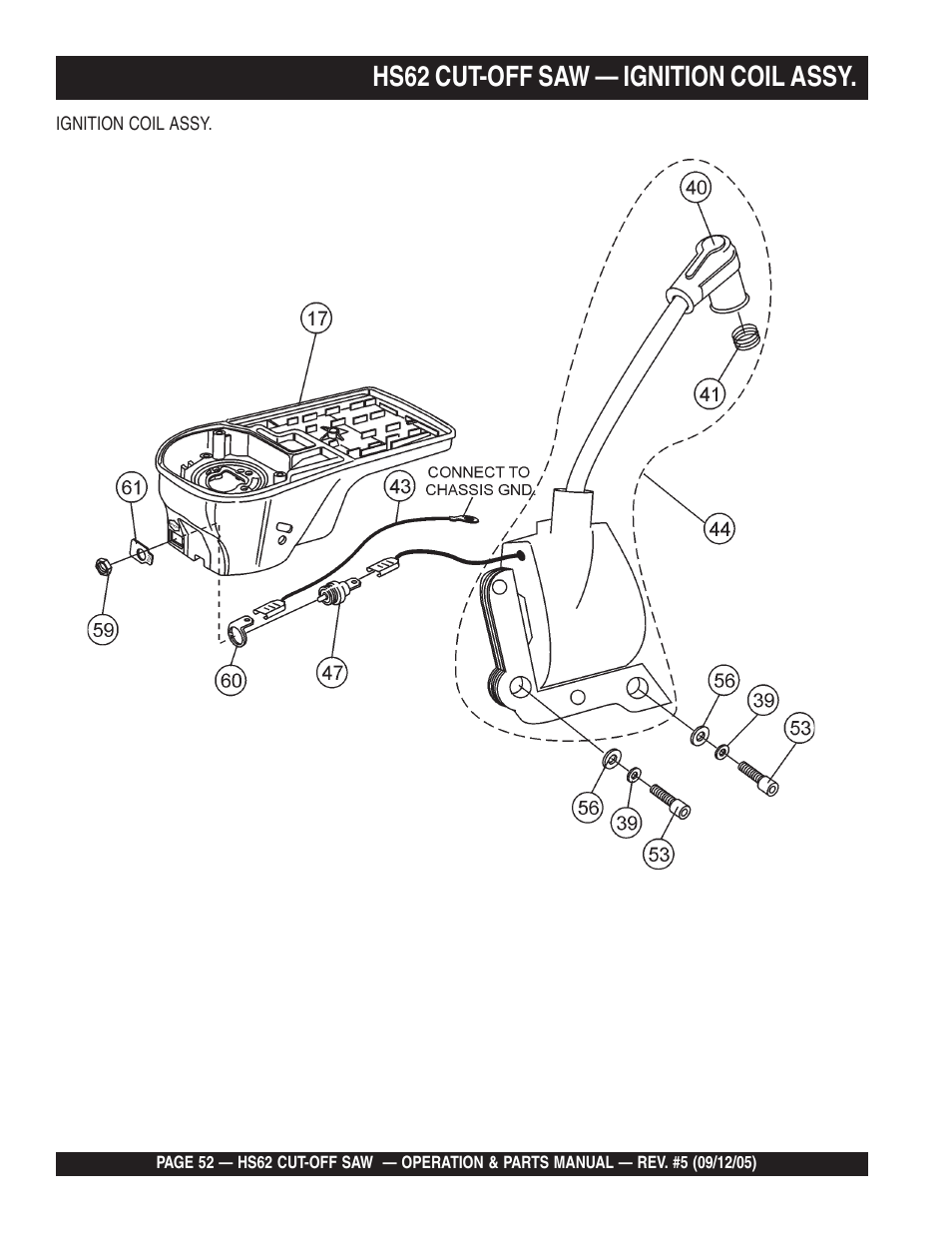 Hs62 cut-off saw — ignition coil assy | Multiquip HS62 User Manual | Page 52 / 68
