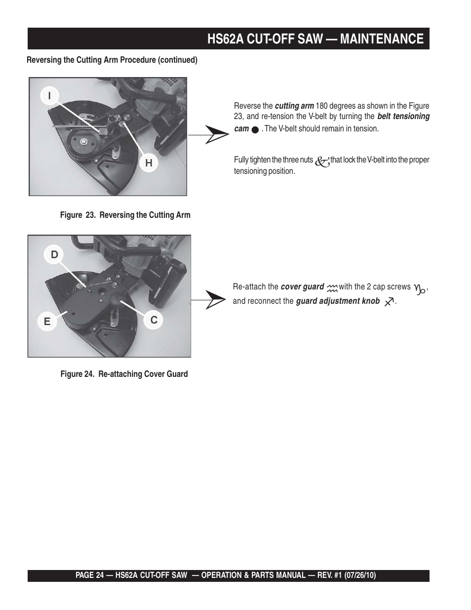 Hs62a cut-off saw — maintenance | Multiquip HS62A User Manual | Page 24 / 70