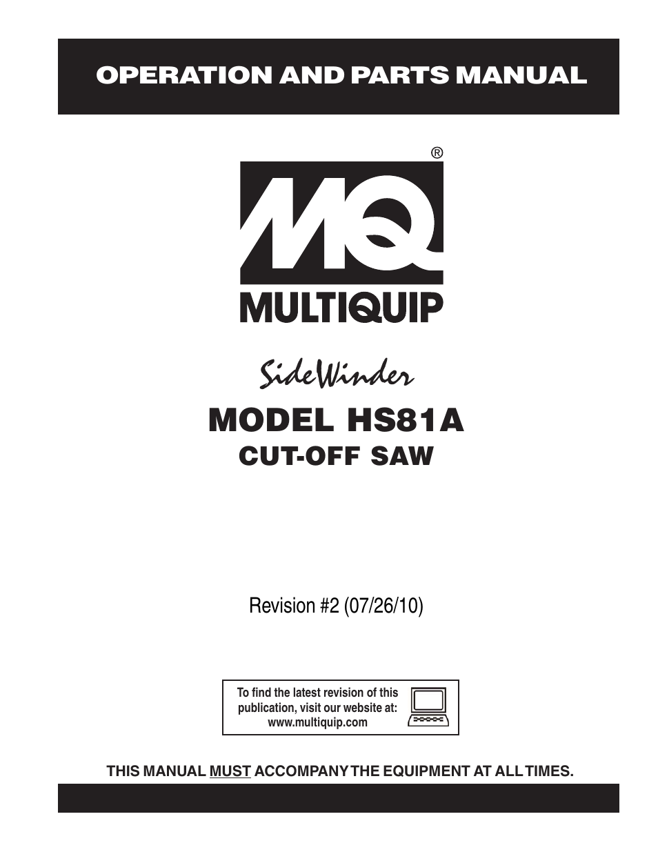 Multiquip HS81A User Manual | 70 pages