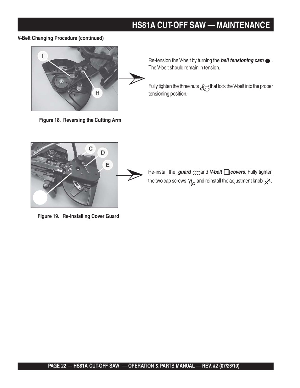Hs81a cut-off saw — maintenance | Multiquip HS81A User Manual | Page 22 / 70