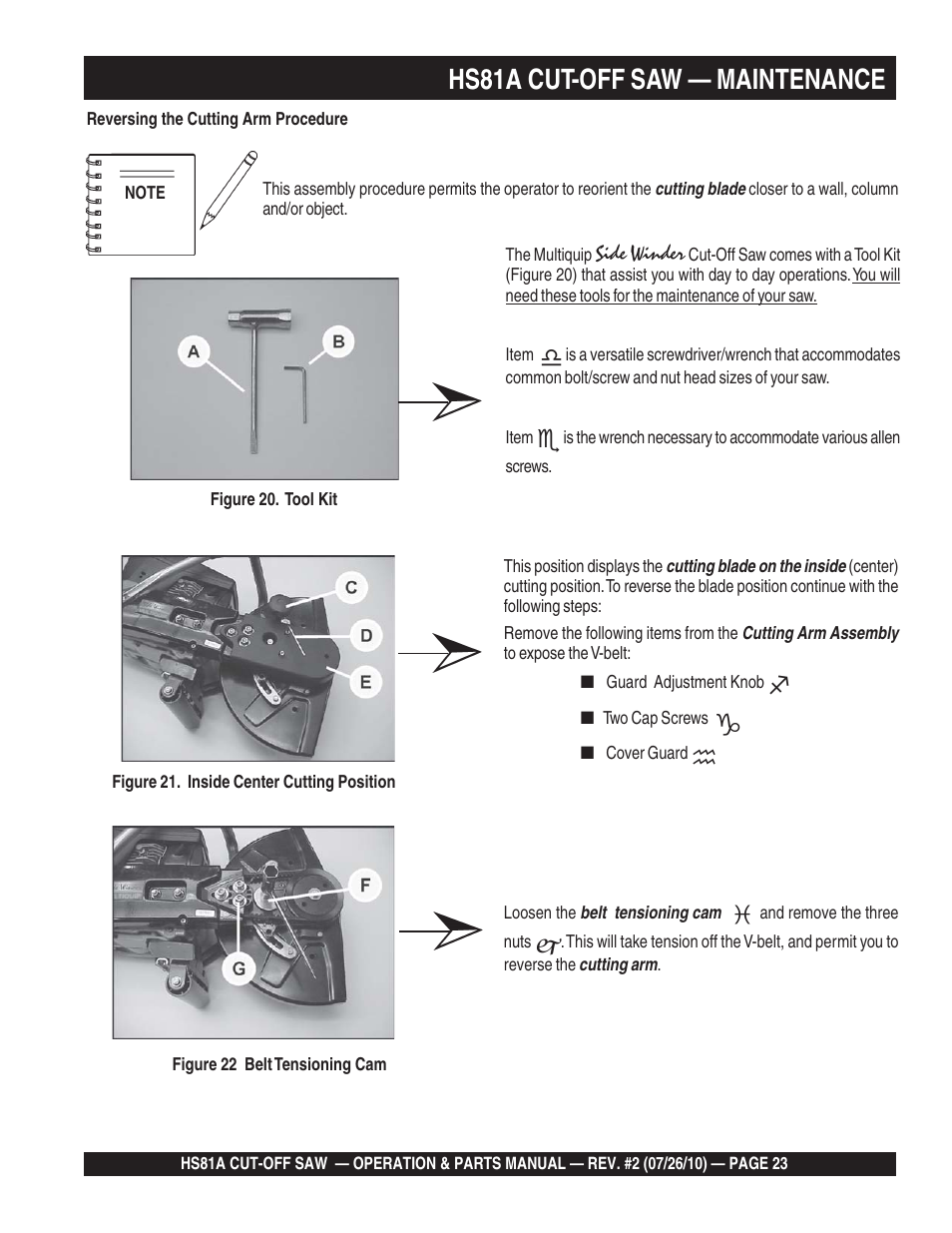 Hs81a cut-off saw — maintenance | Multiquip HS81A User Manual | Page 23 / 70