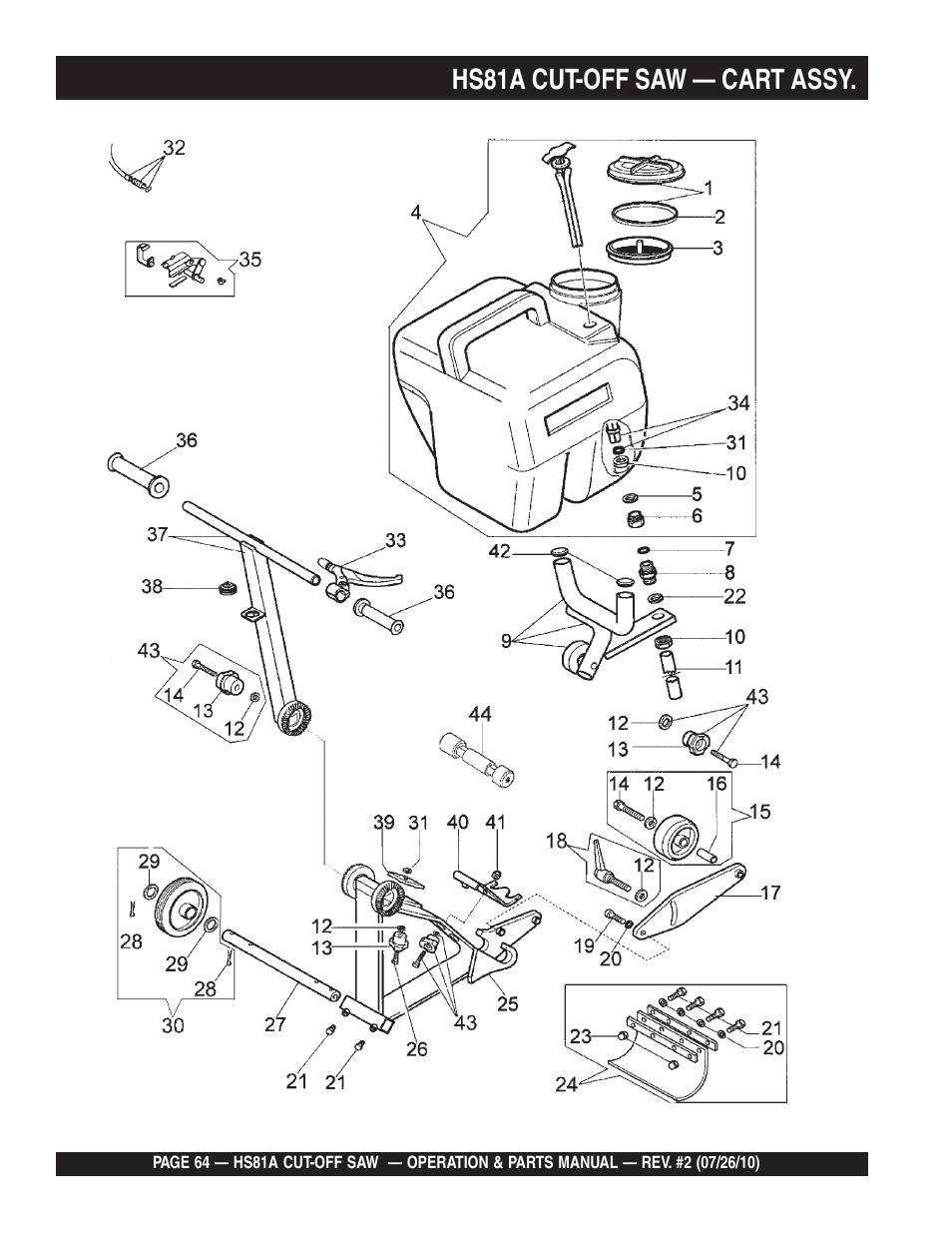 Hs81a cut-off saw — cart assy | Multiquip HS81A User Manual | Page 64 / 70
