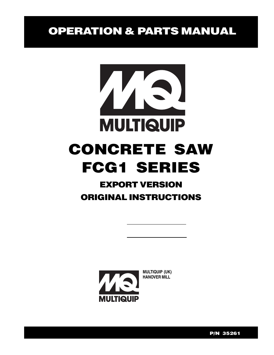Multiquip FCG1-SERIES User Manual | 84 pages