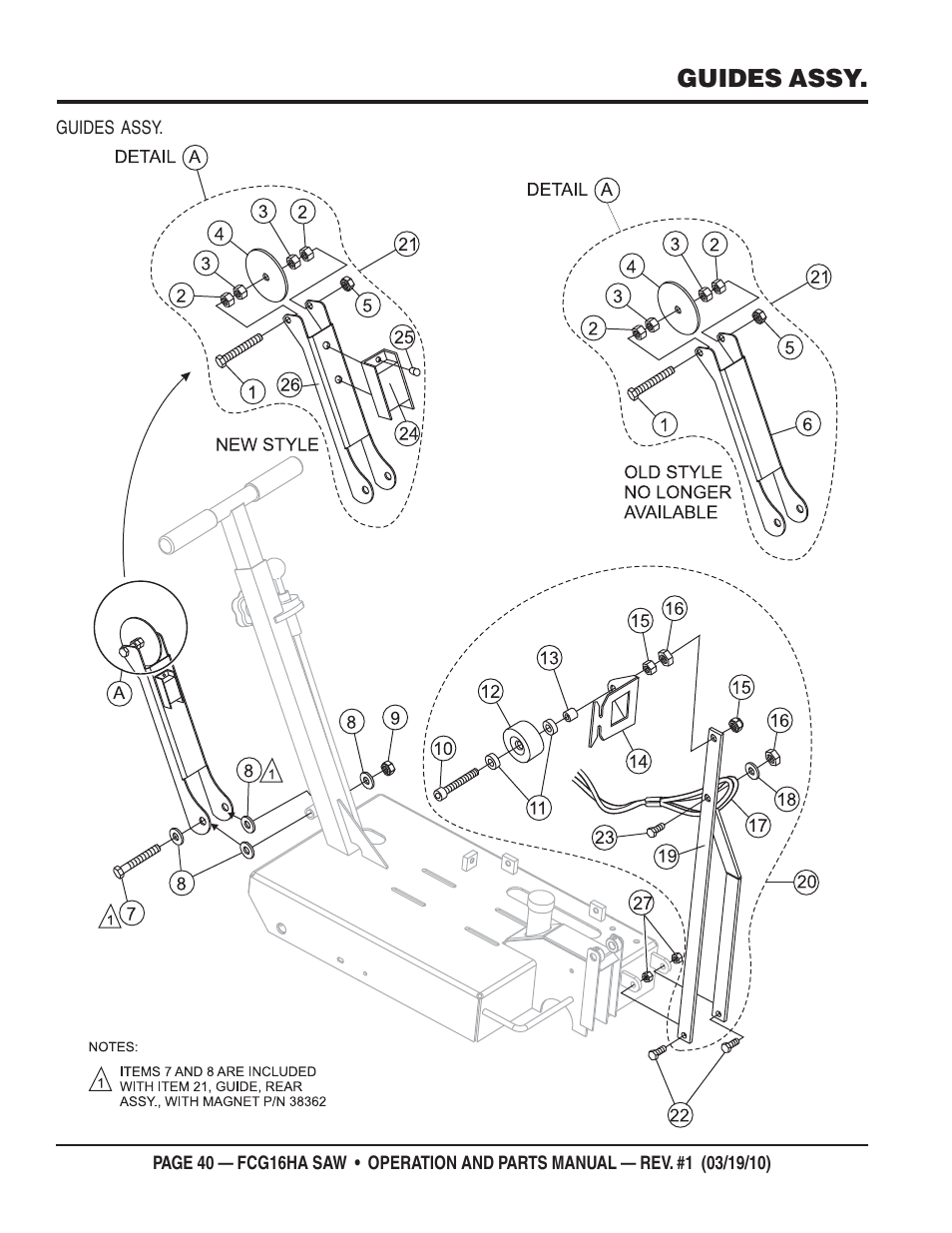 Guides assy | Multiquip FCG16HA User Manual | Page 40 / 84