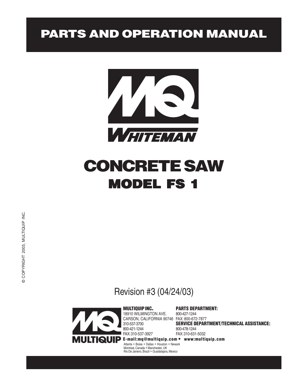 Multiquip FS1 User Manual | 56 pages