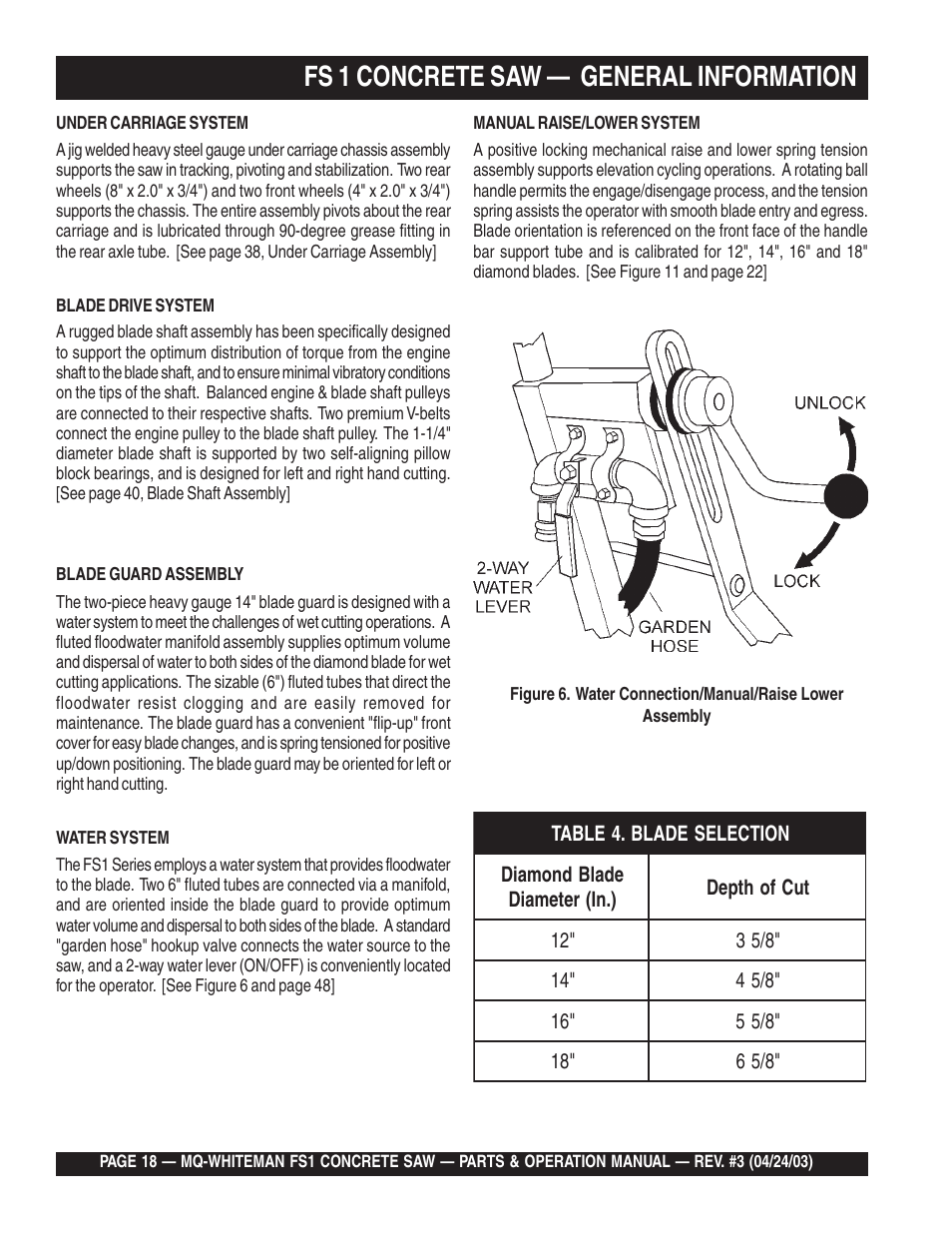 Ccc fs 1 concrete saw — general information | Multiquip FS1 User Manual | Page 18 / 56