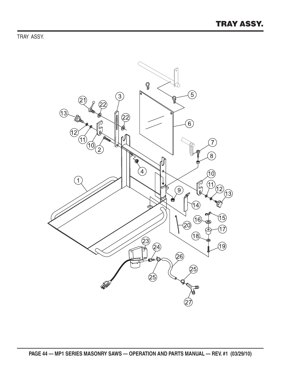 Tray assy | Multiquip MP120E User Manual | Page 44 / 94