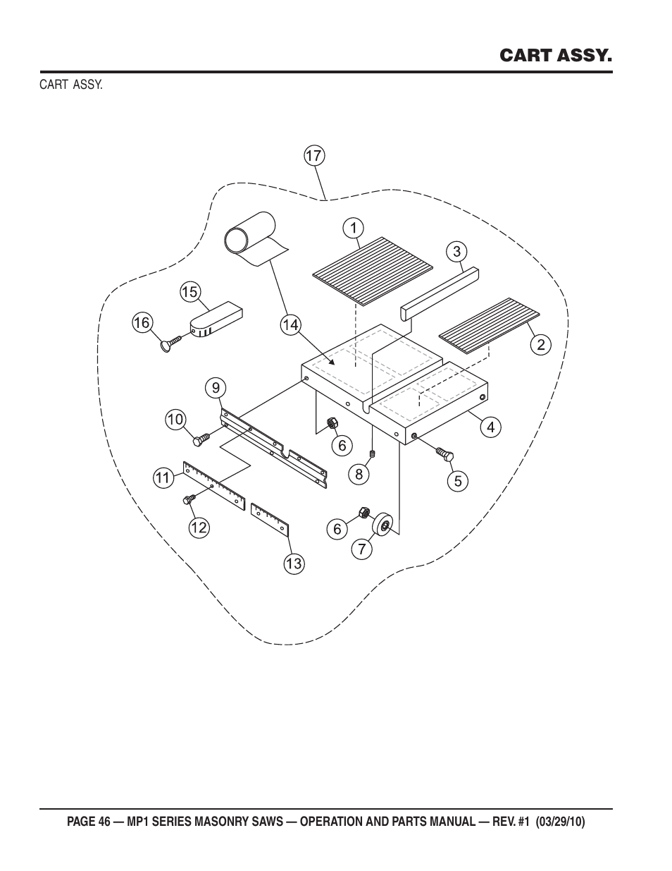 Cart assy | Multiquip MP120E User Manual | Page 46 / 94