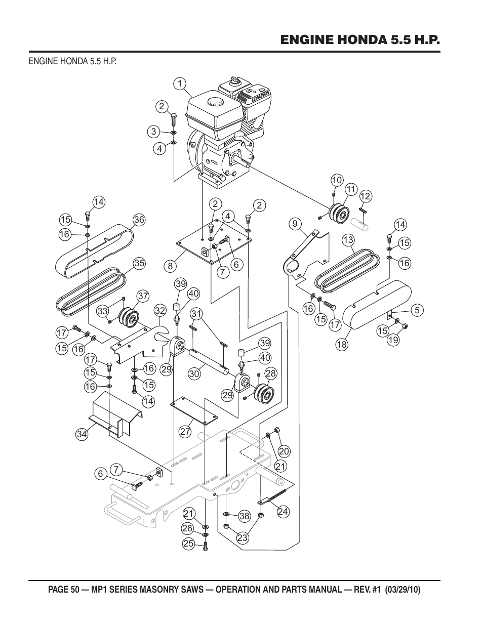 Engine honda 5.5 h.p | Multiquip MP120E User Manual | Page 50 / 94