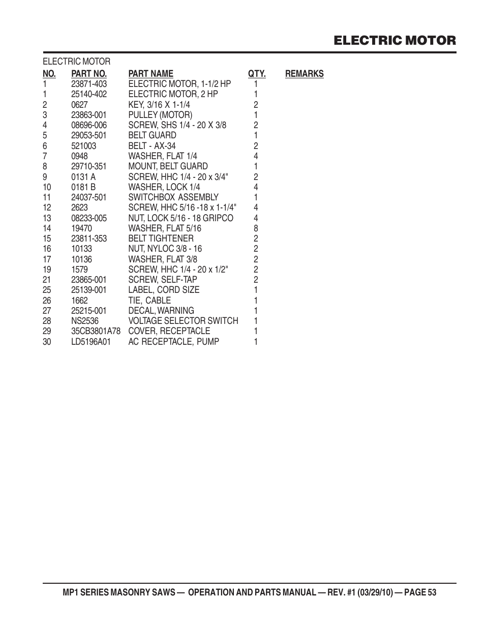 Electric motor | Multiquip MP120E User Manual | Page 53 / 94