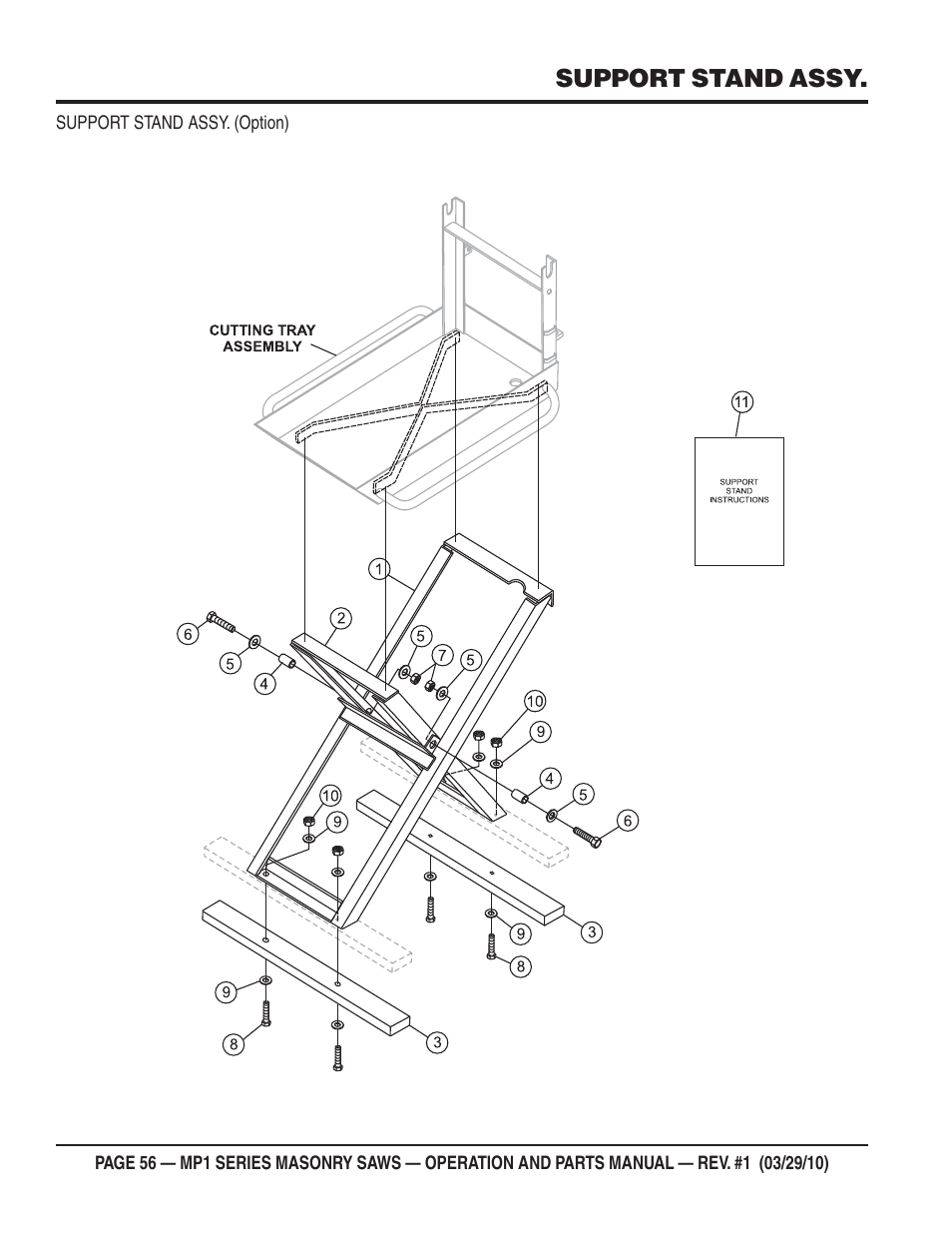Support stand assy | Multiquip MP120E User Manual | Page 56 / 94