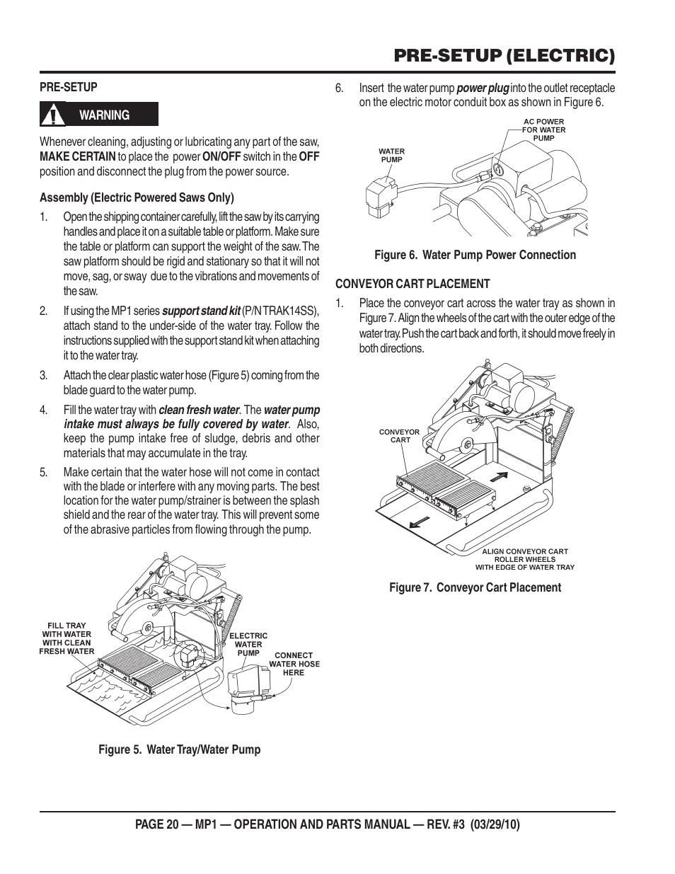 Pre-setup (electric) | Multiquip MP1420E User Manual | Page 20 / 94