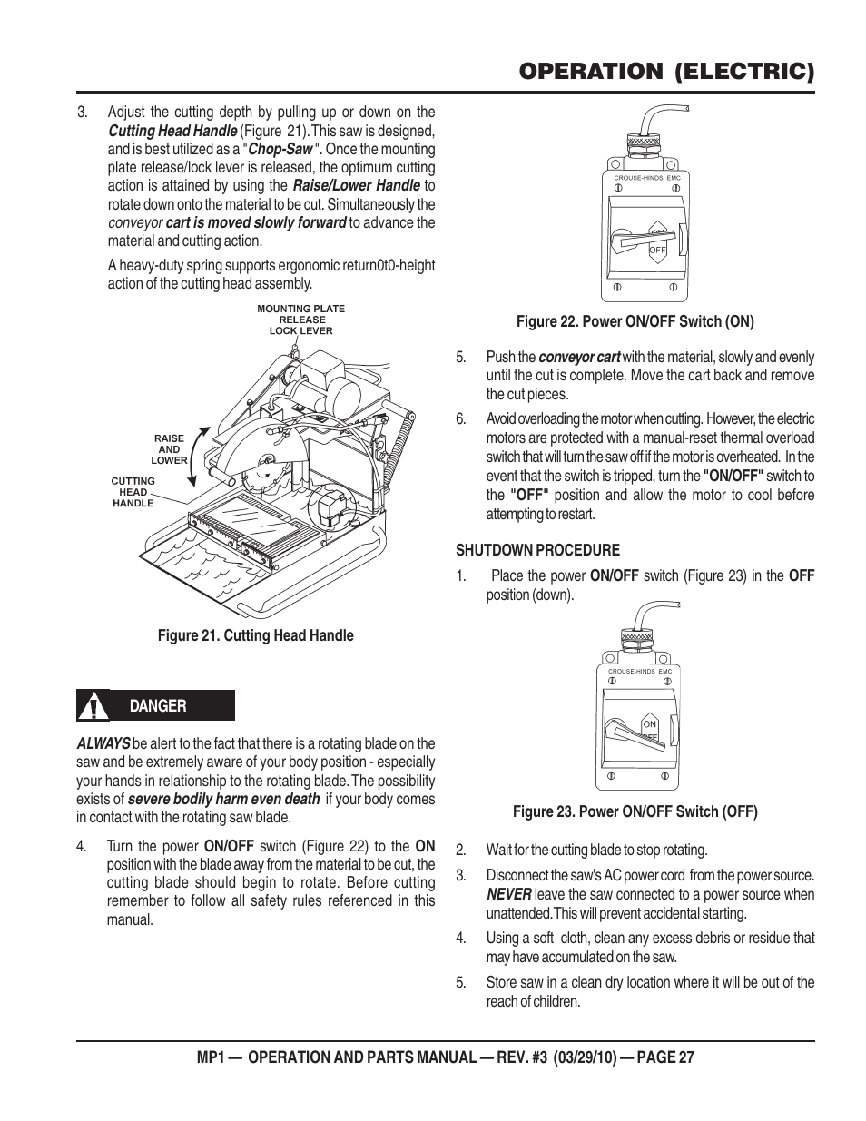 Operation (electric) | Multiquip MP1420E User Manual | Page 27 / 94