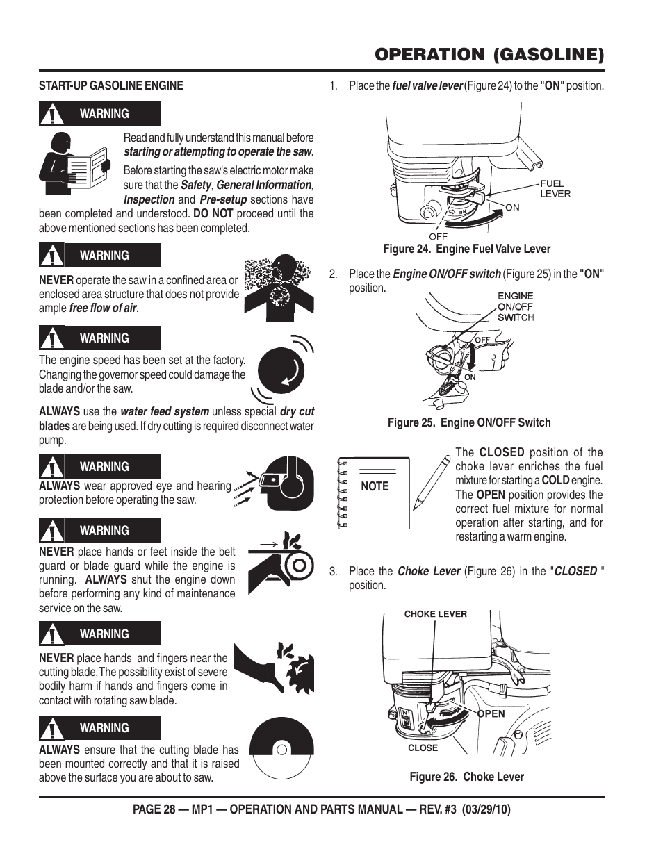 Operation (gasoline) | Multiquip MP1420E User Manual | Page 28 / 94