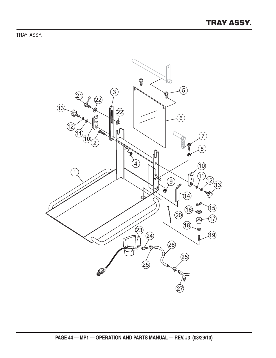 Tray assy | Multiquip MP1420E User Manual | Page 44 / 94