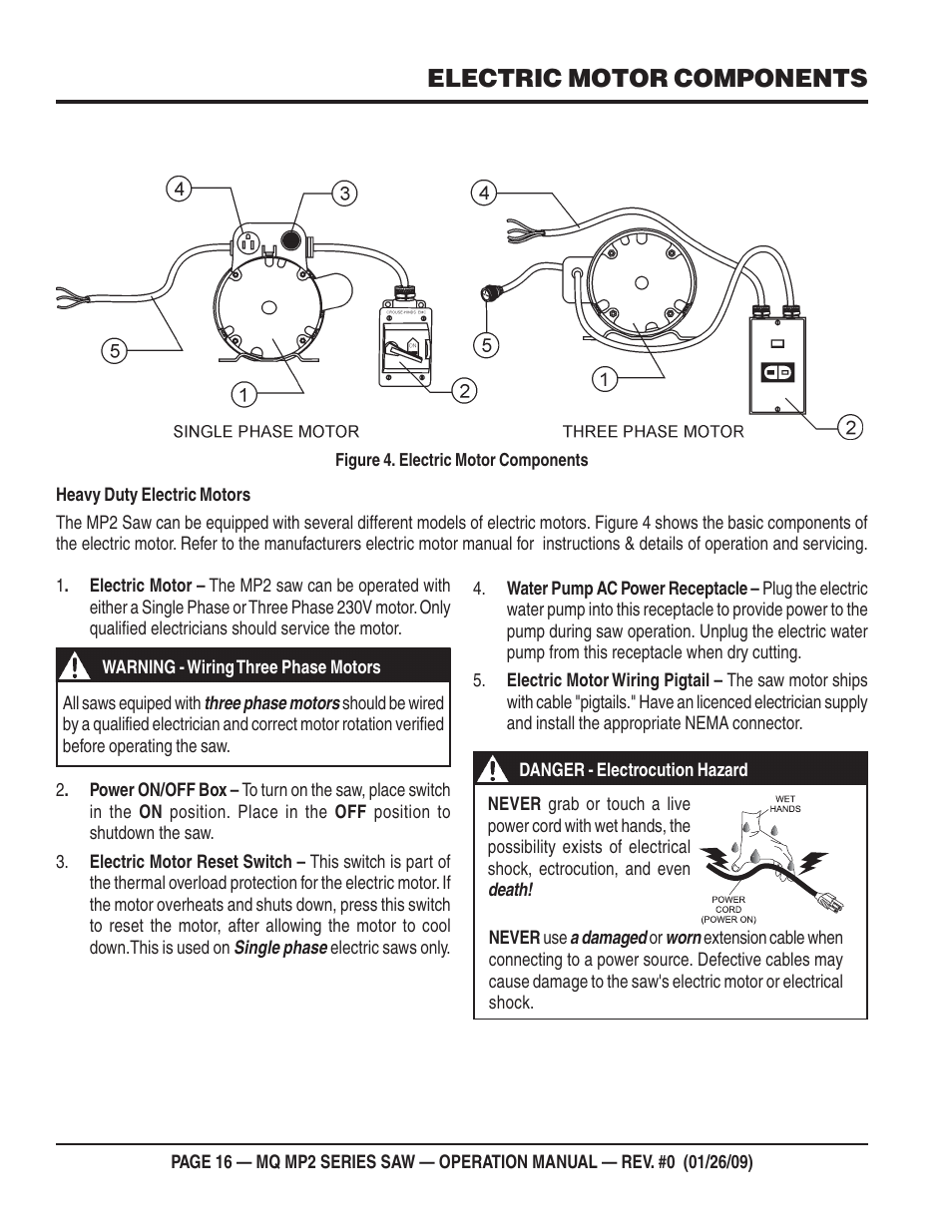 Electric motor components | Multiquip MP2H User Manual | Page 16 / 38