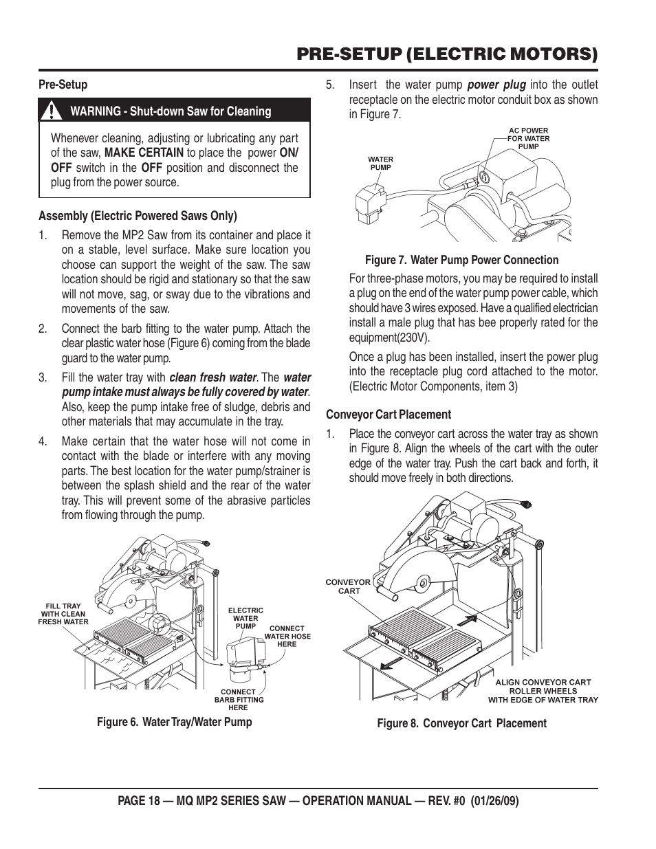 Pre-setup (electric motors) | Multiquip MP2H User Manual | Page 18 / 38
