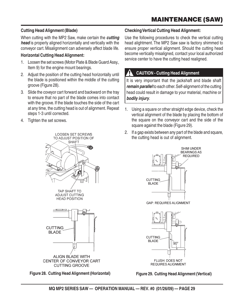 Maintenance (saw) | Multiquip MP2H User Manual | Page 29 / 38