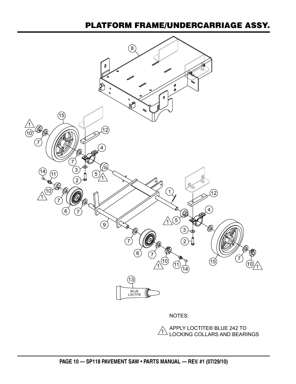 Platform frame/undercarriage assy | Multiquip SP118 User Manual | Page 10 / 66