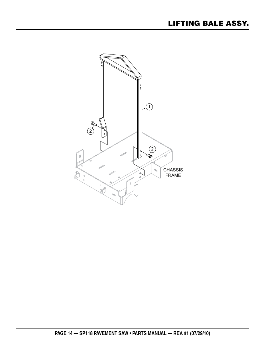 Lifting bale assy | Multiquip SP118 User Manual | Page 14 / 66