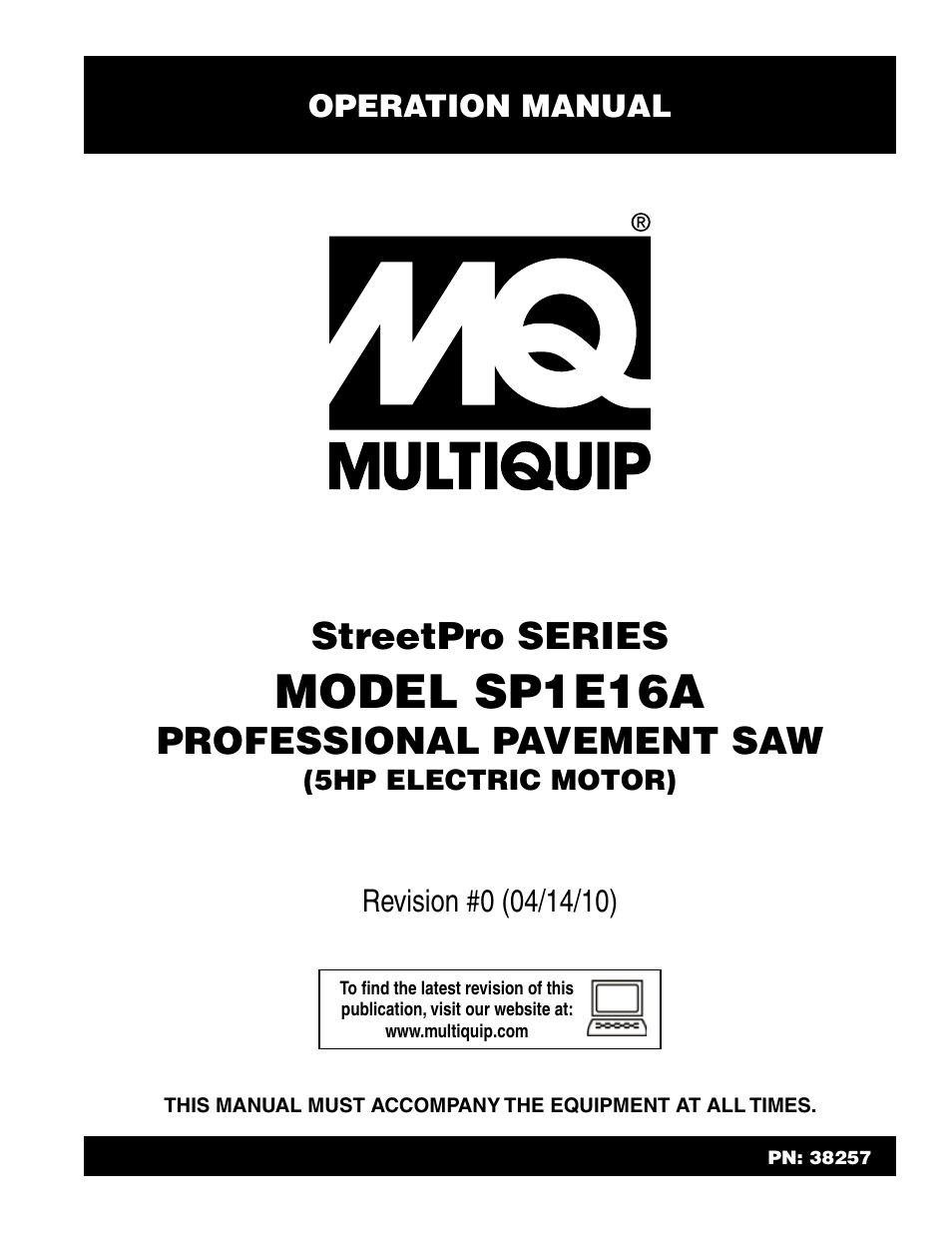 Multiquip SP1E16A User Manual | 24 pages