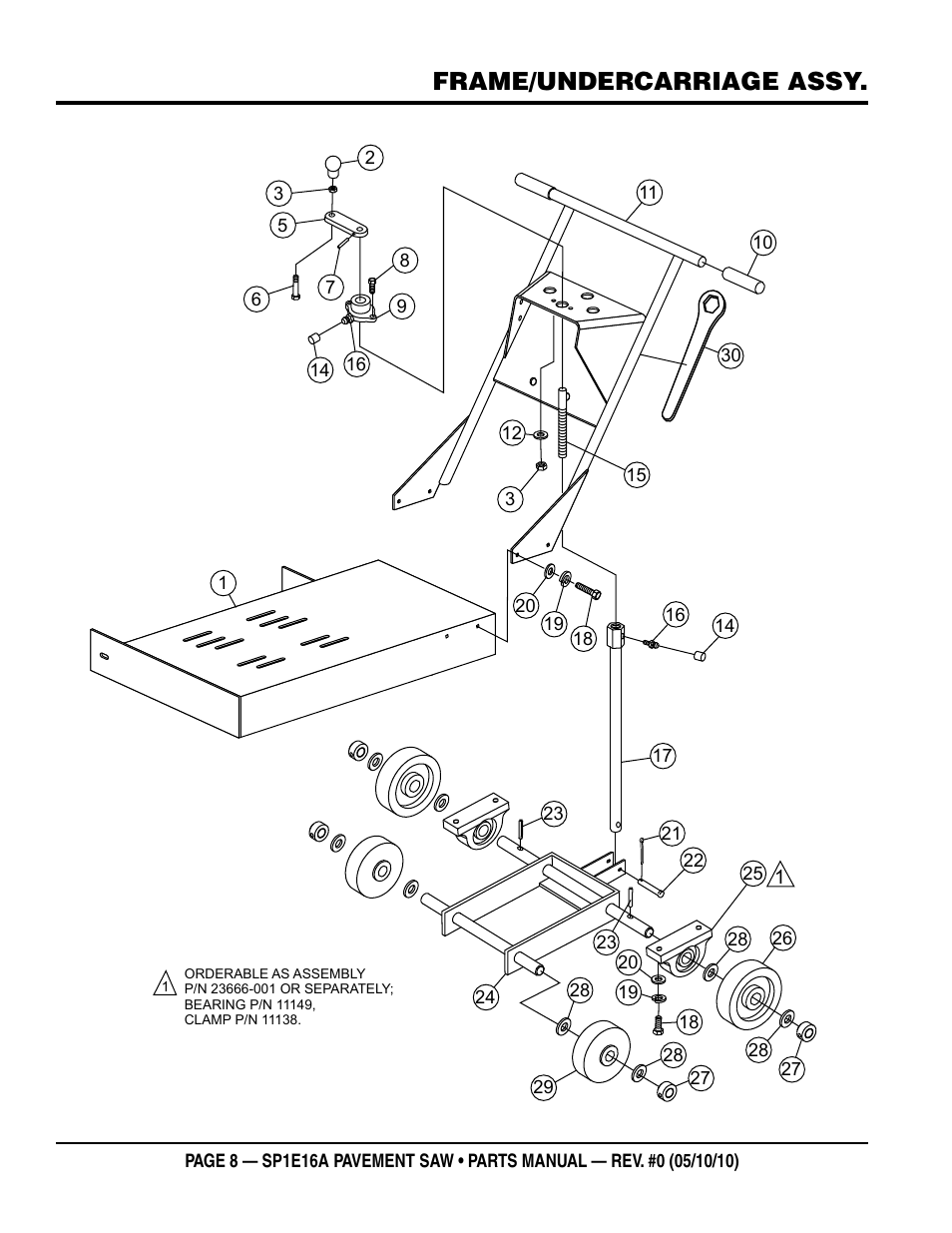 Frame/undercarriage assy | Multiquip SP1E16A User Manual | Page 8 / 18