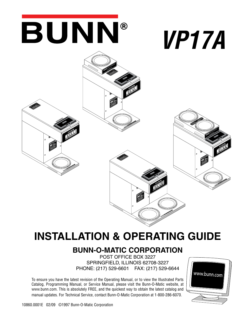 Bunn VP17A User Manual | 8 pages