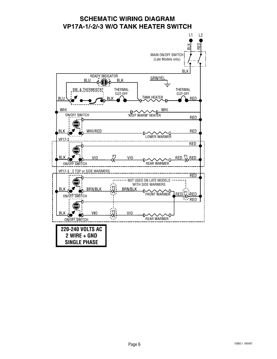240 volts ac 2 wire + gnd single phase | Bunn VP17A User Manual | Page 6 / 8