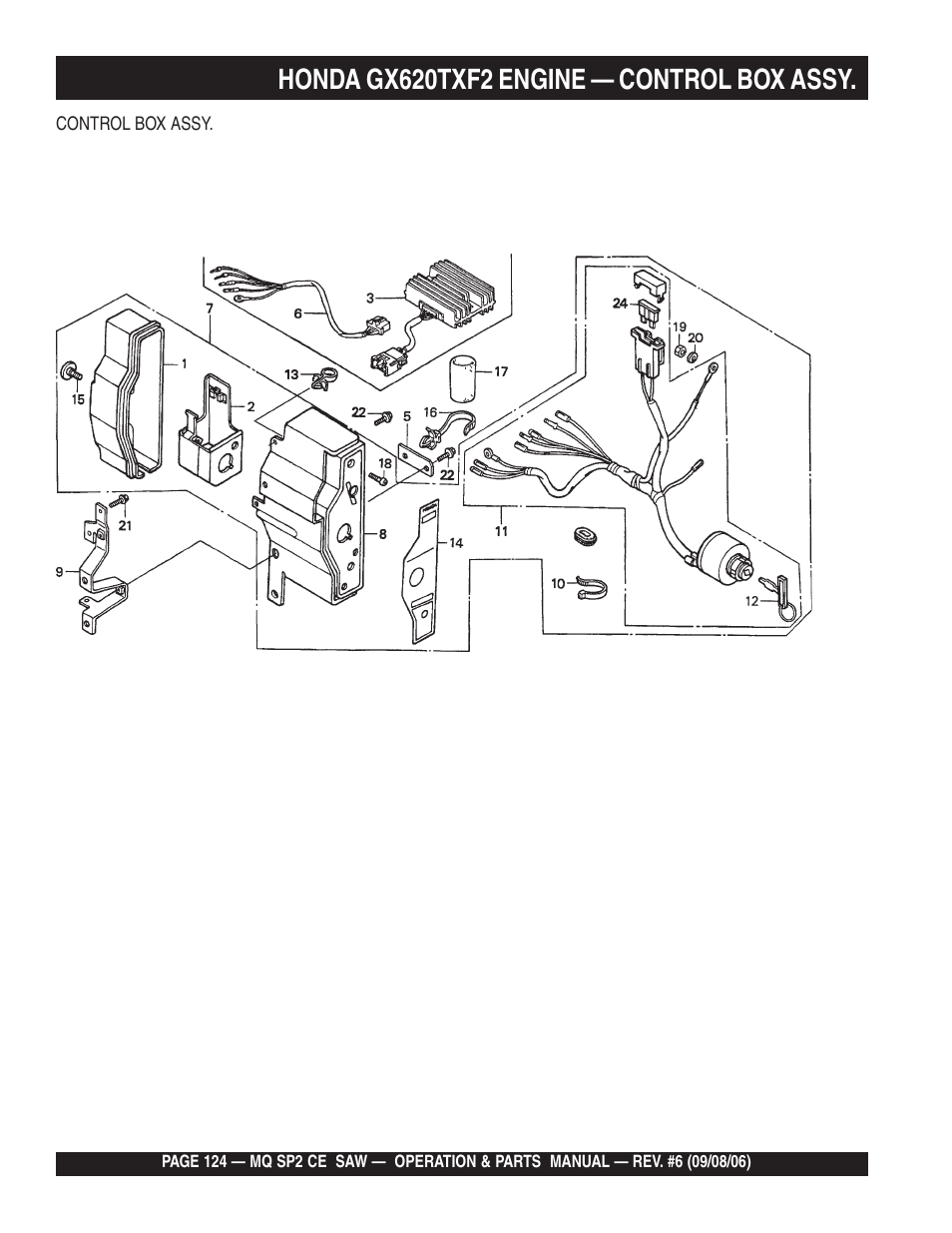 Honda gx620txf2 engine — control box assy | Multiquip SP2 SCE20H20 User Manual | Page 124 / 158