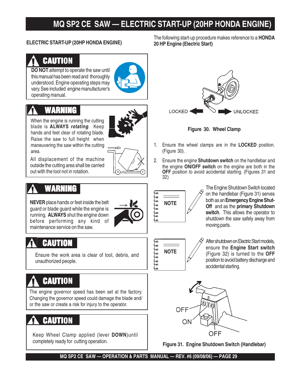 Cauti, Cauti caution, Warning | Warning caution caution caution caution caution | Multiquip SP2 SCE20H20 User Manual | Page 29 / 158