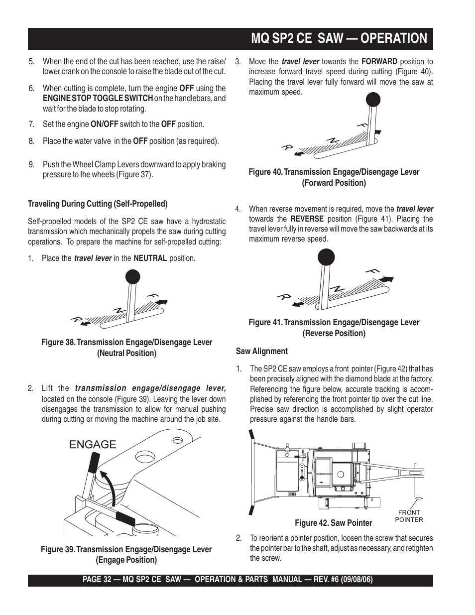 Mq sp2 ce saw — operation | Multiquip SP2 SCE20H20 User Manual | Page 32 / 158
