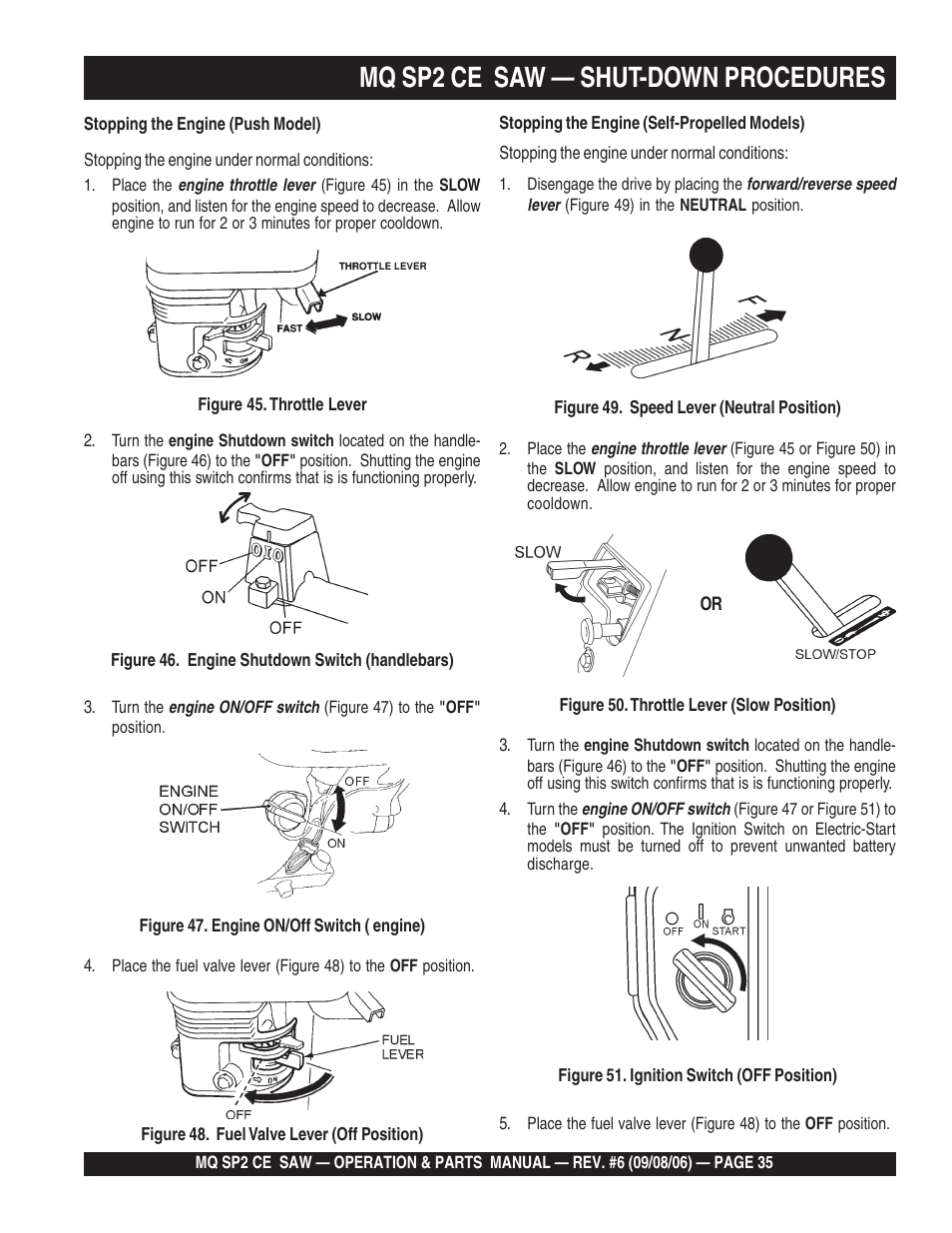 Mq sp2 ce saw — shut-down procedures | Multiquip SP2 SCE20H20 User Manual | Page 35 / 158