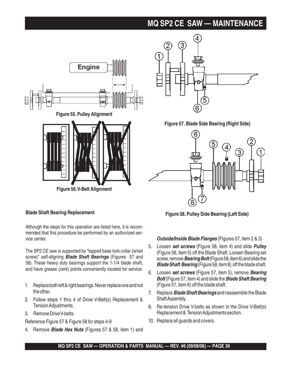 Mq sp2 ce saw — maintenance | Multiquip SP2 SCE20H20 User Manual | Page 39 / 158