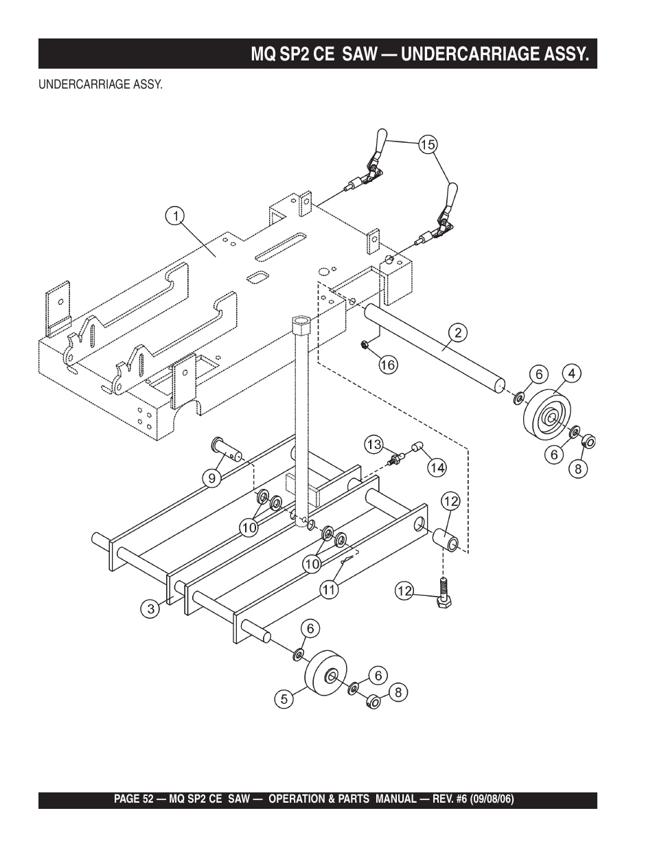 Mq sp2 ce saw — undercarriage assy | Multiquip SP2 SCE20H20 User Manual | Page 52 / 158