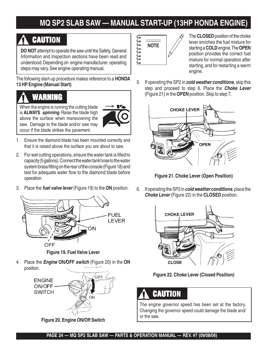 Warning, Cauti, Cauti caution | Multiquip SP2S20H20 User Manual | Page 24 / 152