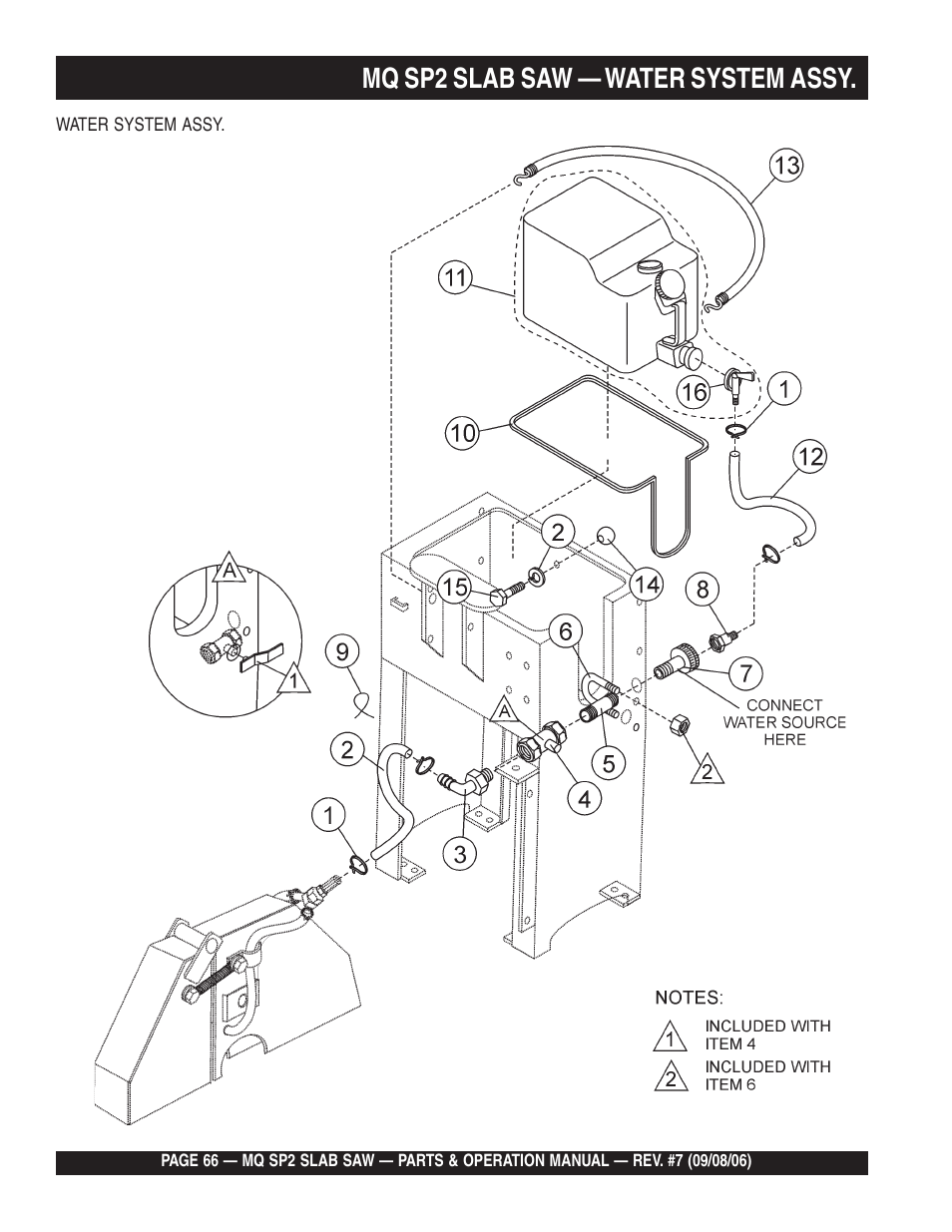 Mq sp2 slab saw — water system assy | Multiquip SP2S20H20 User Manual | Page 66 / 152