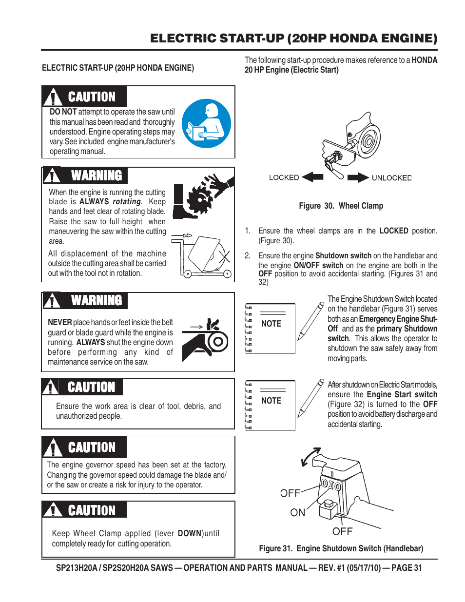 Cauti, Cauti caution, Warning | Warning caution caution caution caution caution | Multiquip SP2S20H20A User Manual | Page 31 / 160