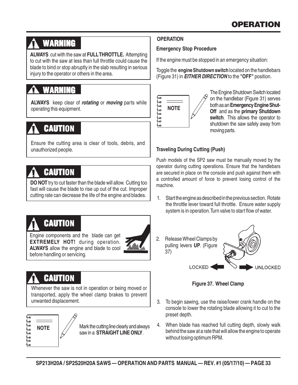 Cauti | Multiquip SP2S20H20A User Manual | Page 33 / 160