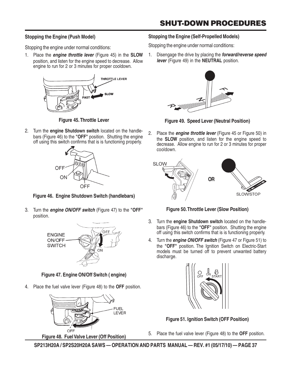 Shut-down procedures | Multiquip SP2S20H20A User Manual | Page 37 / 160