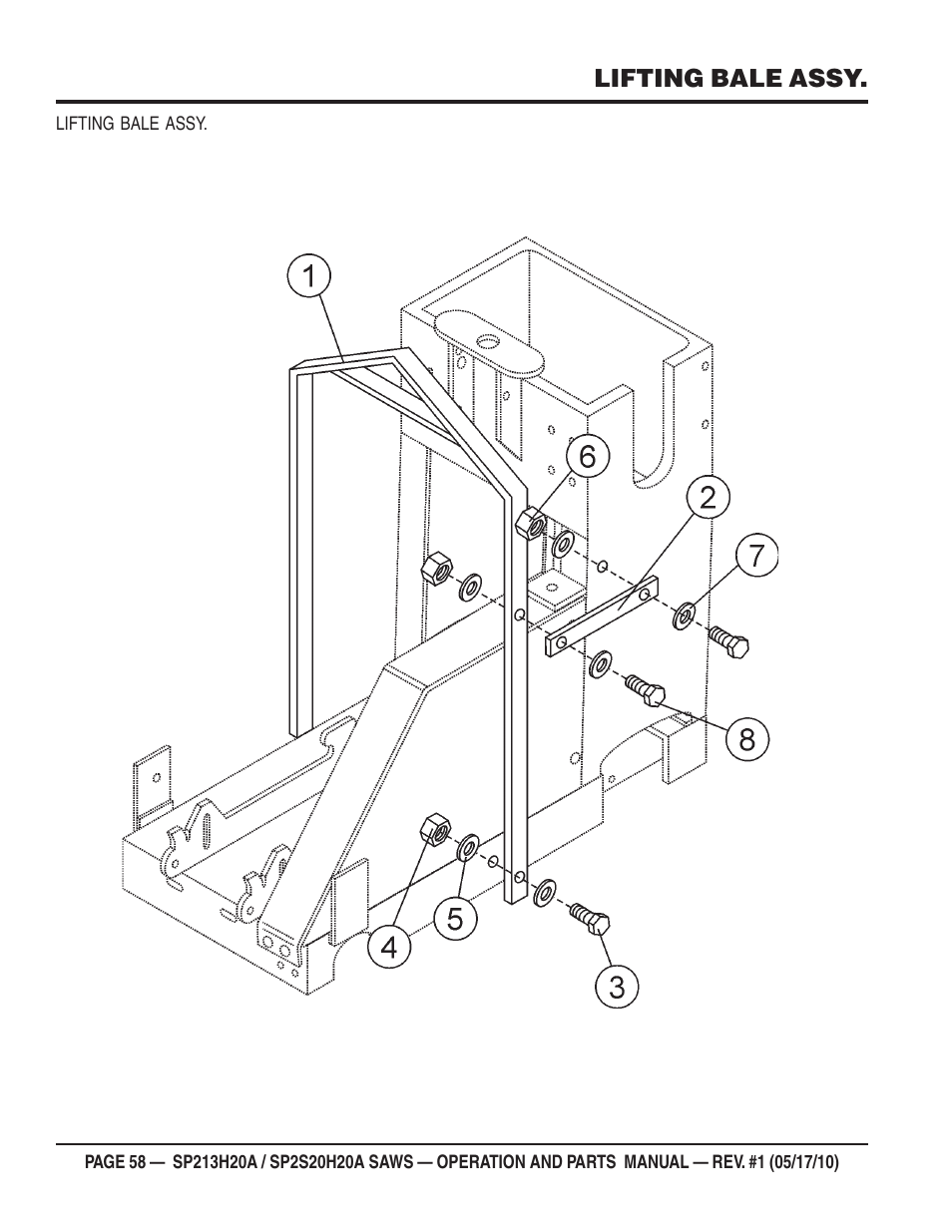 Lifting bale assy | Multiquip SP2S20H20A User Manual | Page 58 / 160