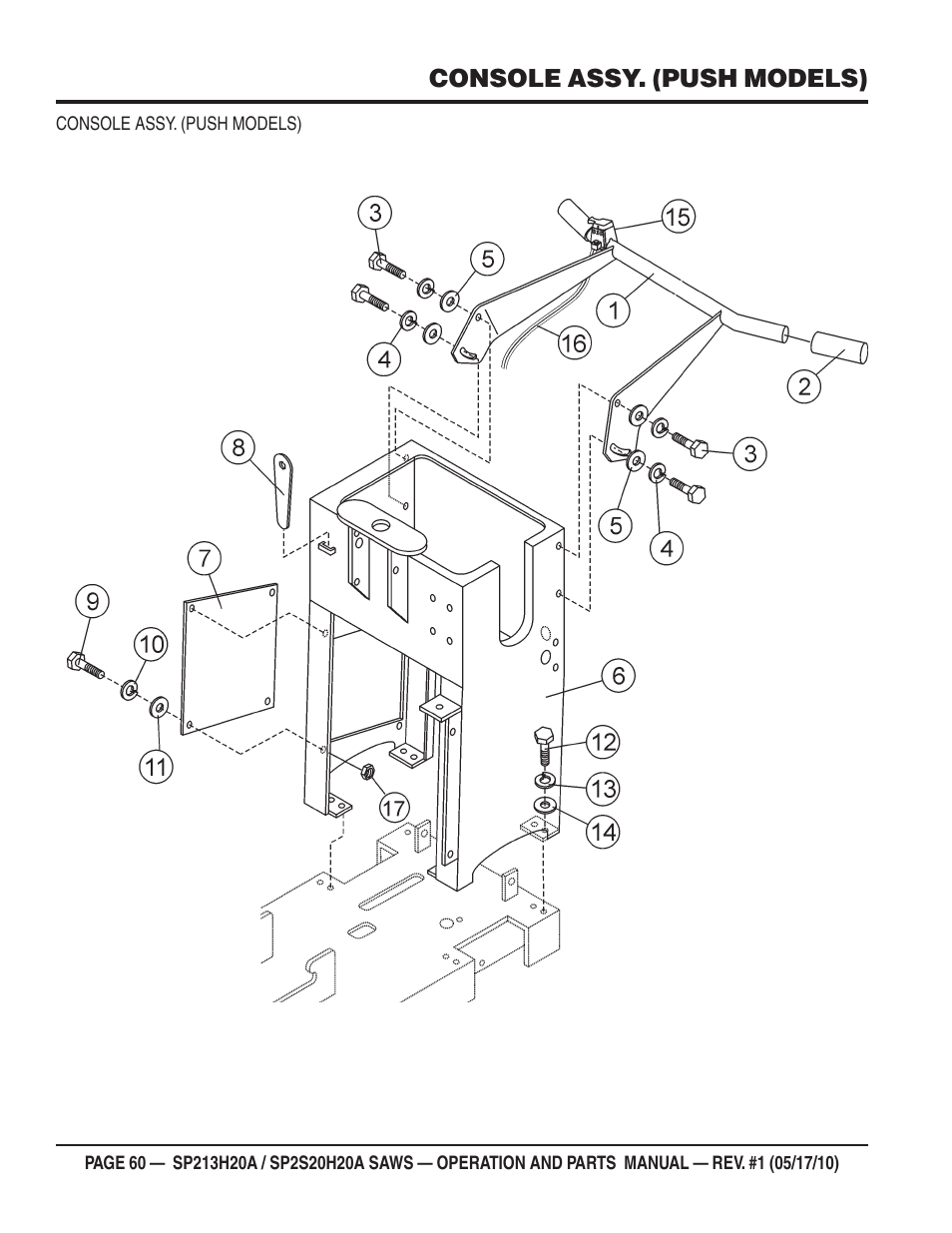 Console assy. (push models) | Multiquip SP2S20H20A User Manual | Page 60 / 160