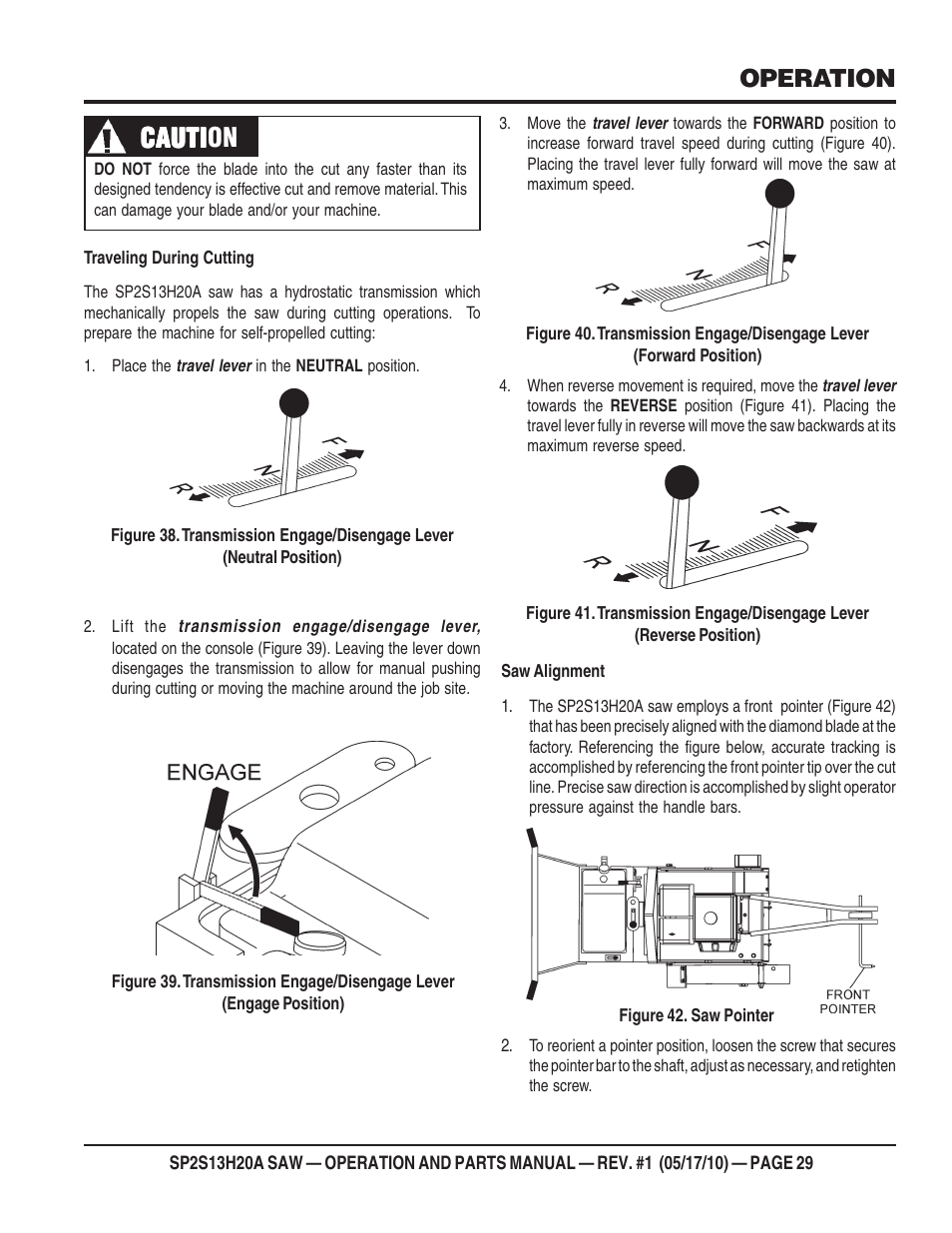 Cauti, Cauti caution, Operation | Multiquip SP2S13H20A User Manual | Page 29 / 108