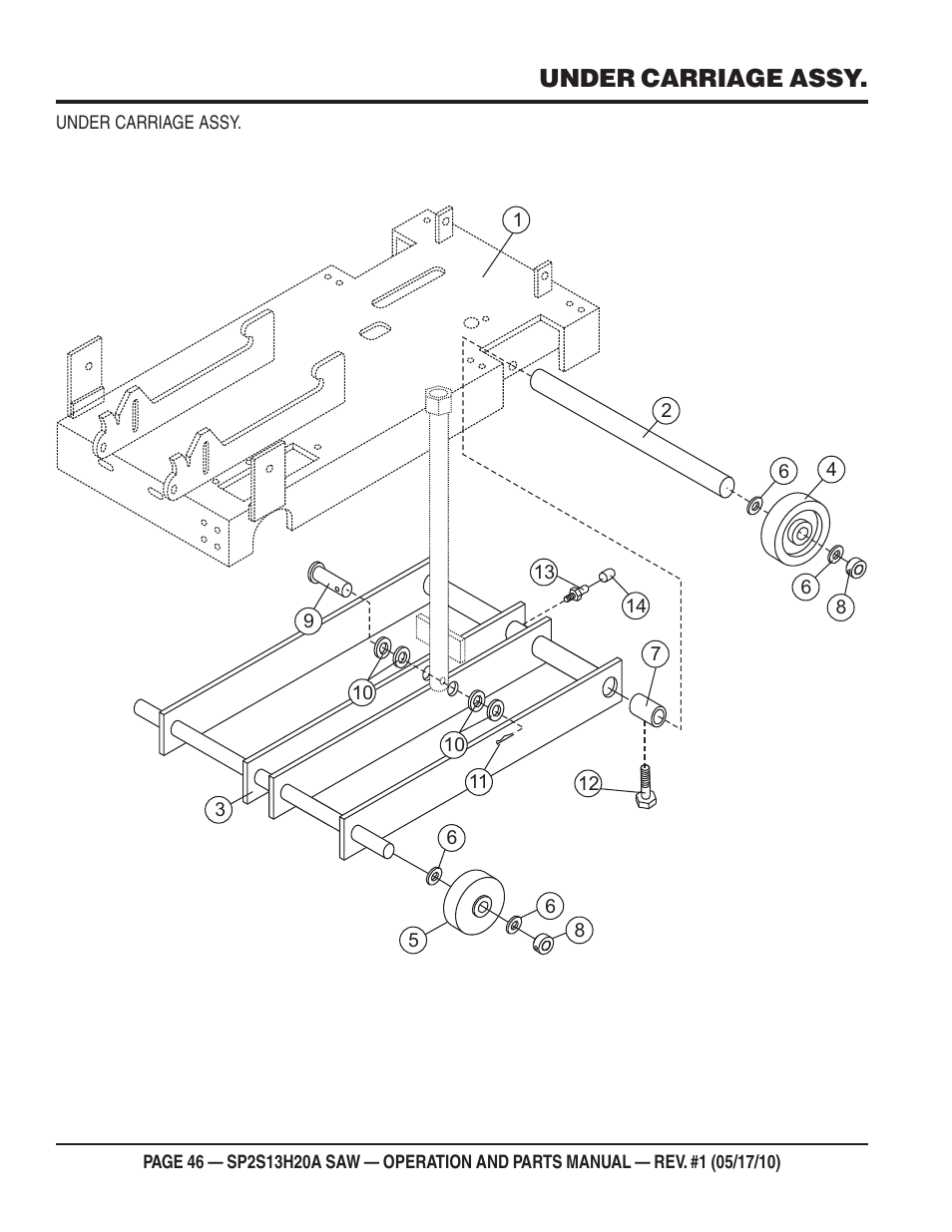 Under carriage assy | Multiquip SP2S13H20A User Manual | Page 46 / 108