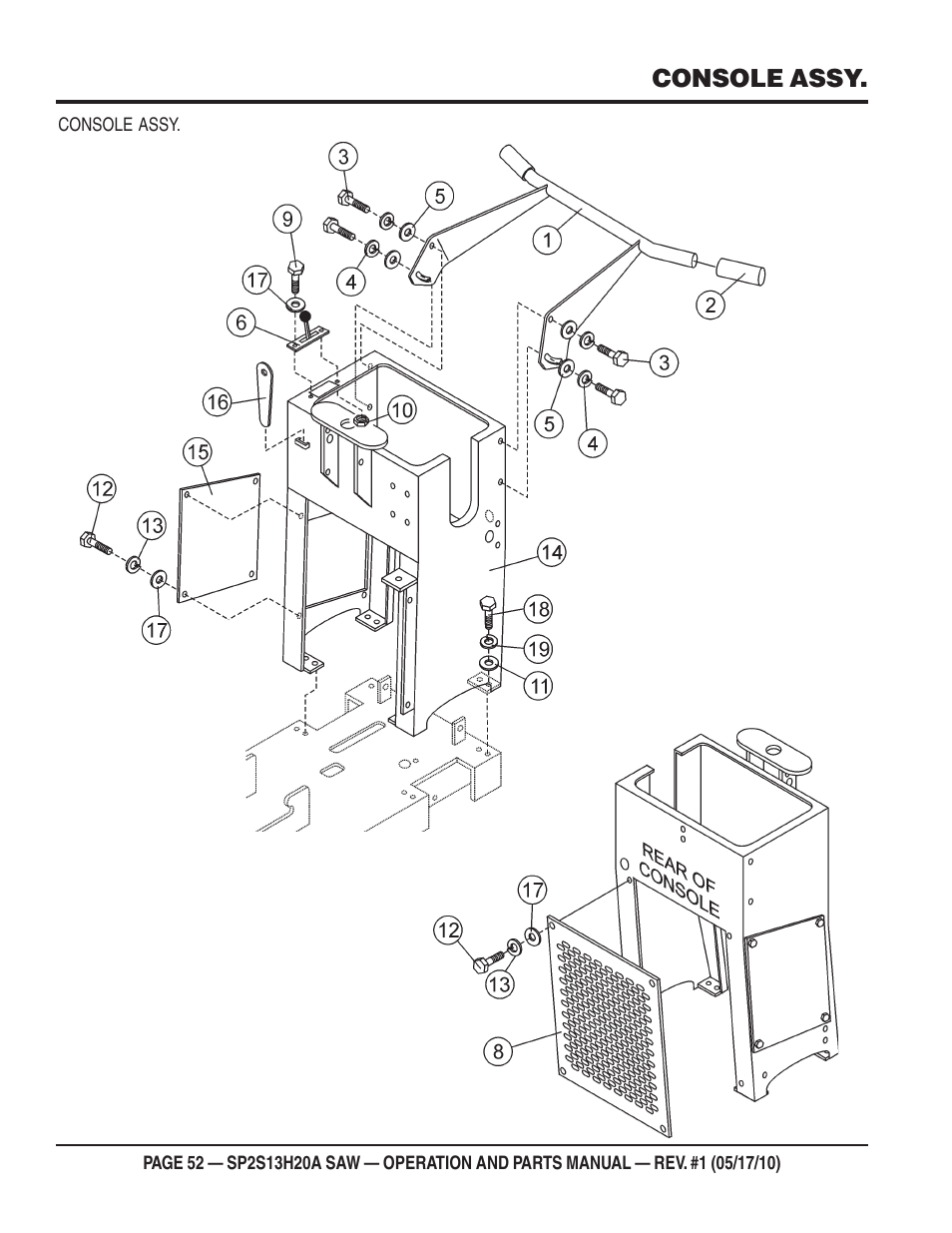 Console assy | Multiquip SP2S13H20A User Manual | Page 52 / 108
