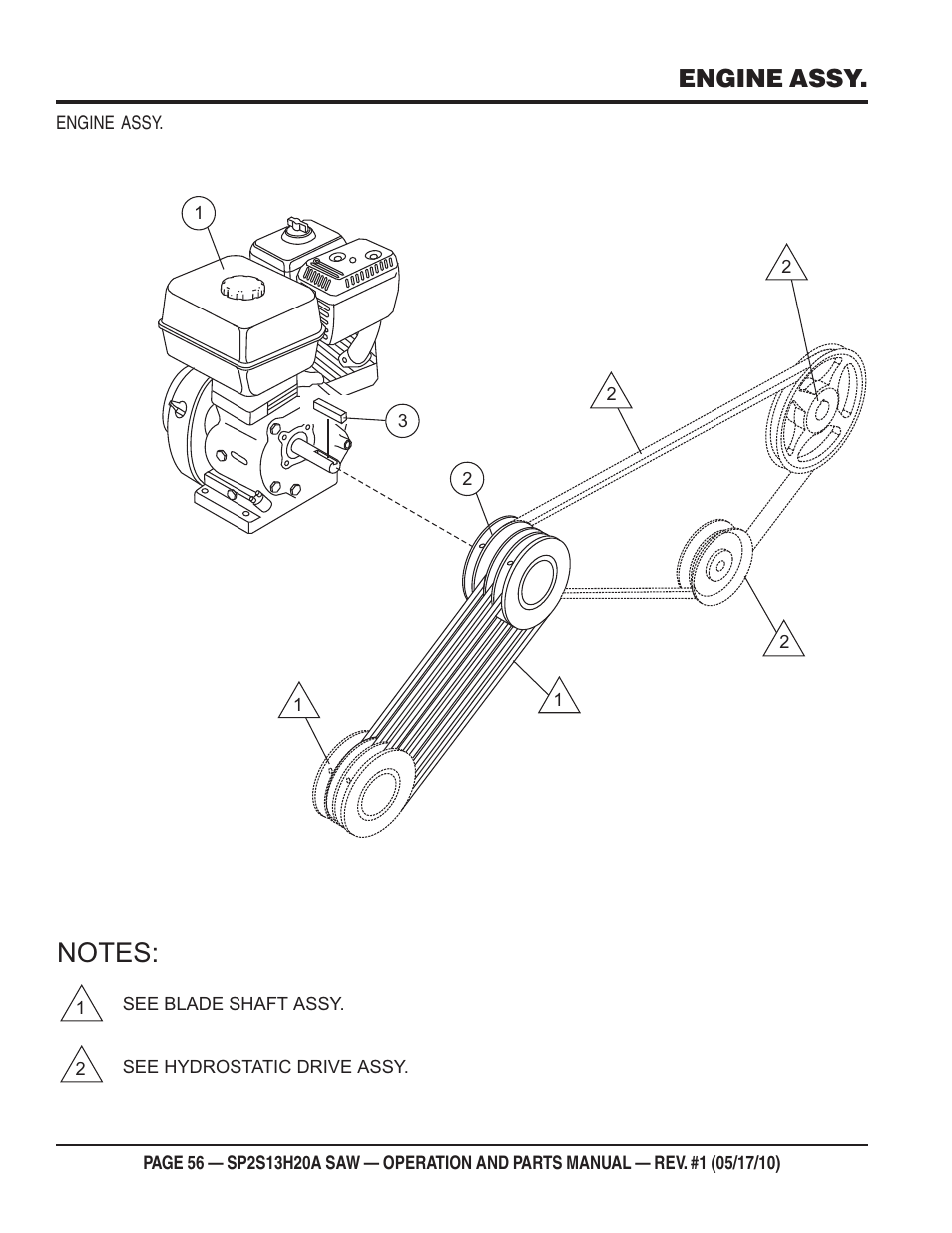 Engine assy | Multiquip SP2S13H20A User Manual | Page 56 / 108