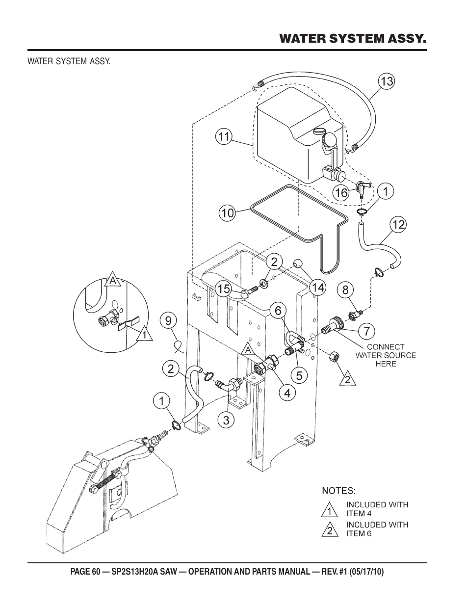 Water system assy | Multiquip SP2S13H20A User Manual | Page 60 / 108