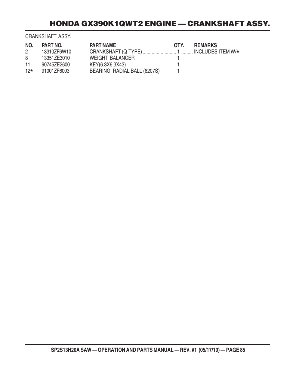 Multiquip SP2S13H20A User Manual | Page 85 / 108